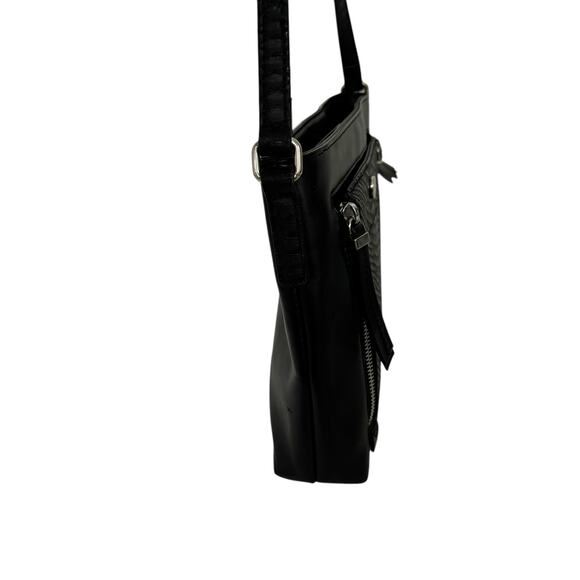 Nine West Women's Neala Crossbody Handbag Black Leather Snakeskin Medium Purse - Picture 4 of 15